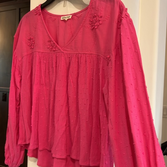 Pink Long Sleeve Top Crop Size Small - Picture 4 of 5